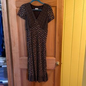 Tessuto Brown Paisley and Floral Pattern and Midi Dress